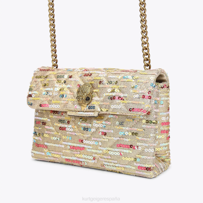 Kurt Geiger mujer london lurex mediano kensington 2LPR52 | bolsas combinación de oro